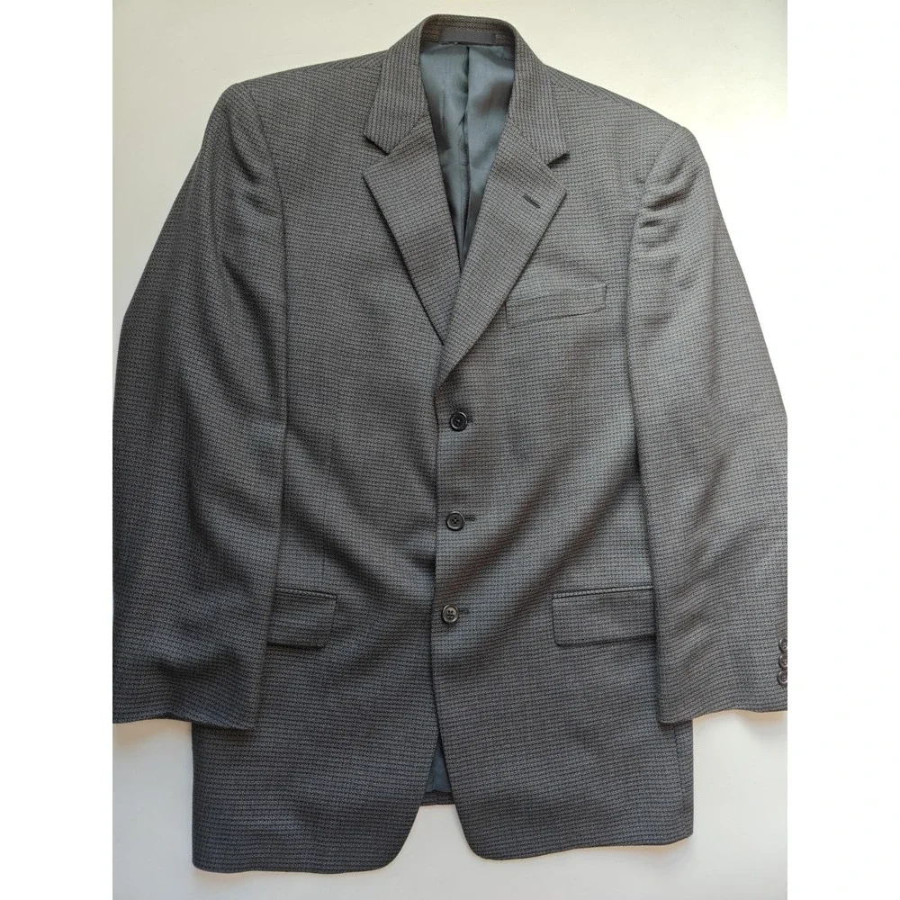 Yves St Germain Mens Wool Sports Coat 42L Blue Brown 3 Button Blazer France
